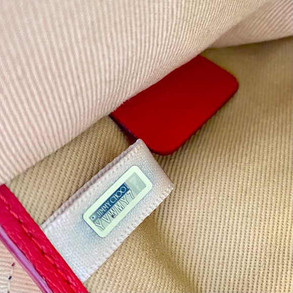 Jimmy Choo Red Saffiano Leather Cosmetic Bag - Picture 11 of 12